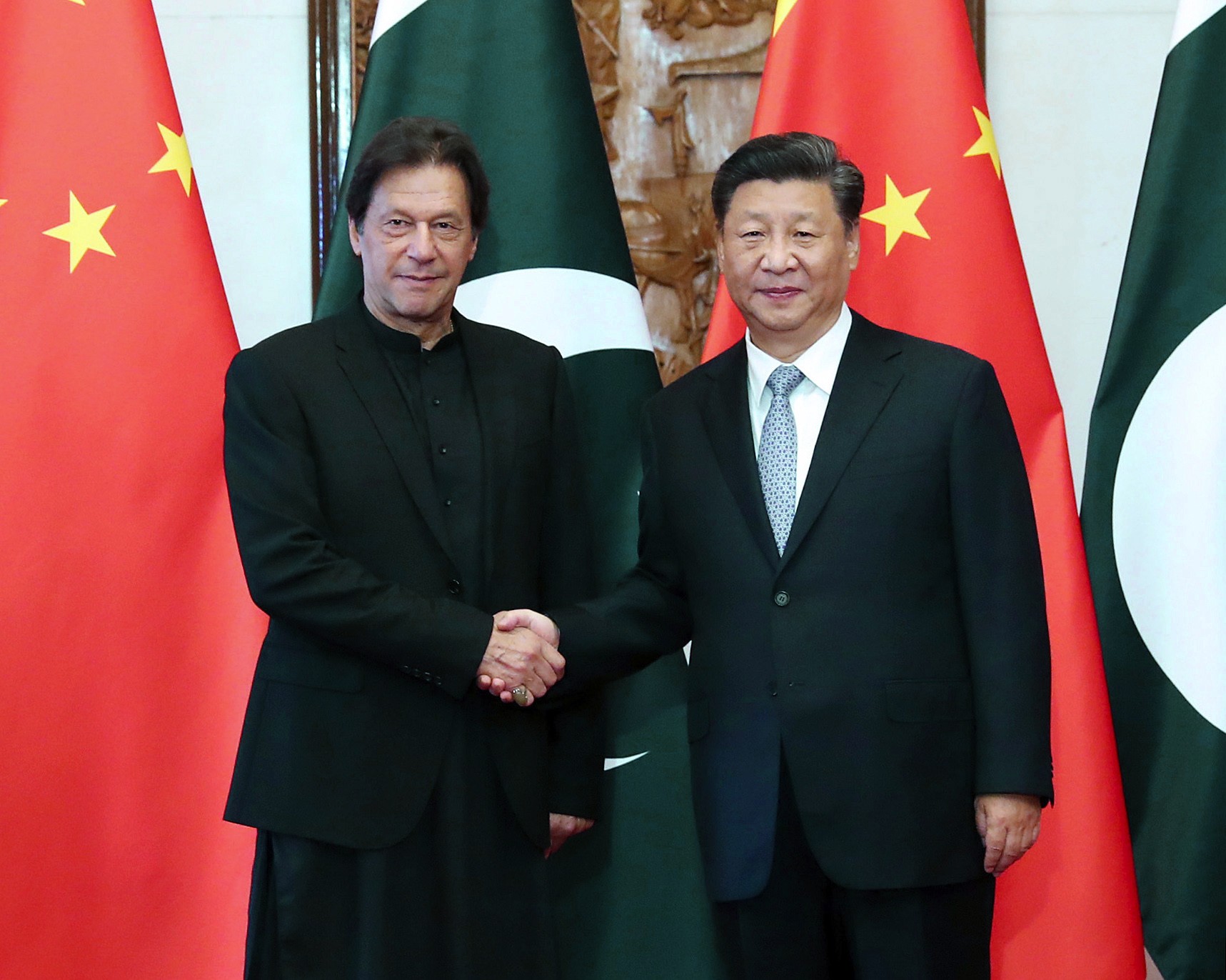 Pakistani Prime Minister Imran Khan meets Chinese President Xi Jinping at the Diaoyutai State Guesthouse in Beijing on October 9. Photo: Xinhua