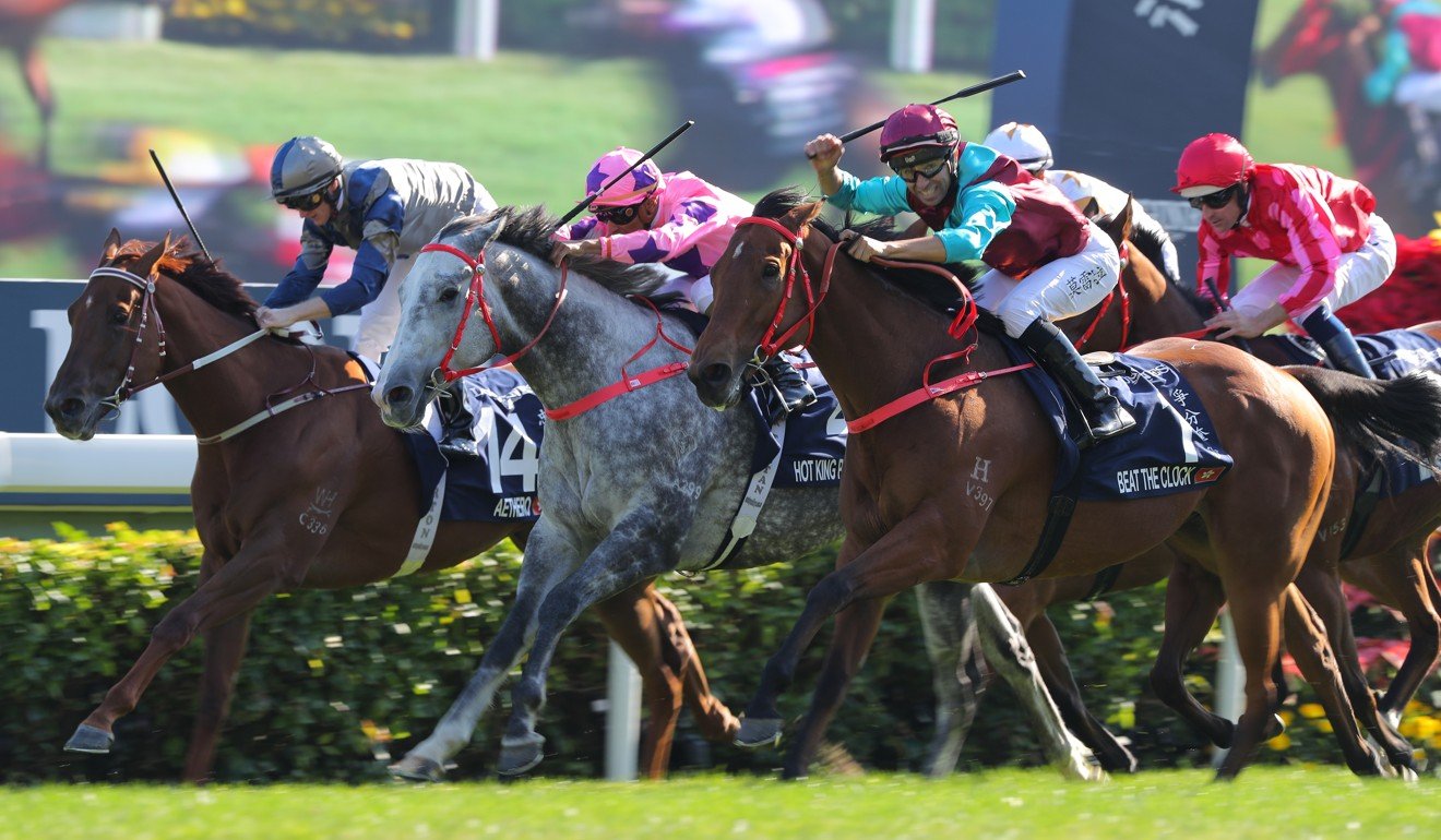 Aethero (inside) is edged out in the Hong Kong Sprint.