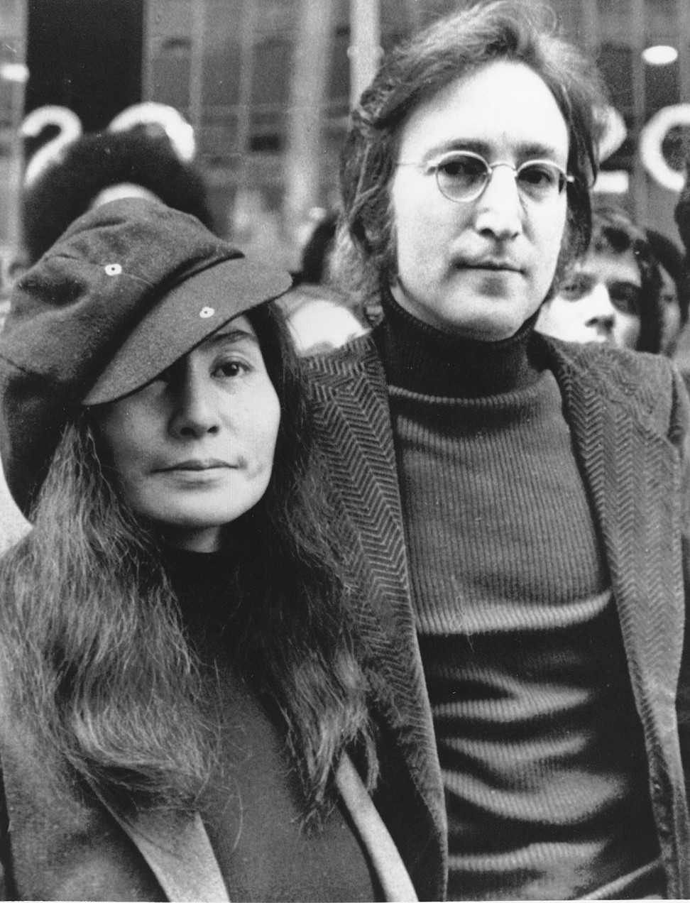 John Lennon and Yoko Ono in 1972. Round glasses were part of his signature style. File photo: AP