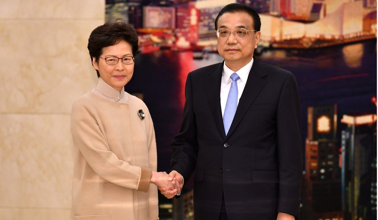 Carrie Lam with Premier Li Keqiang. Photo: Pool