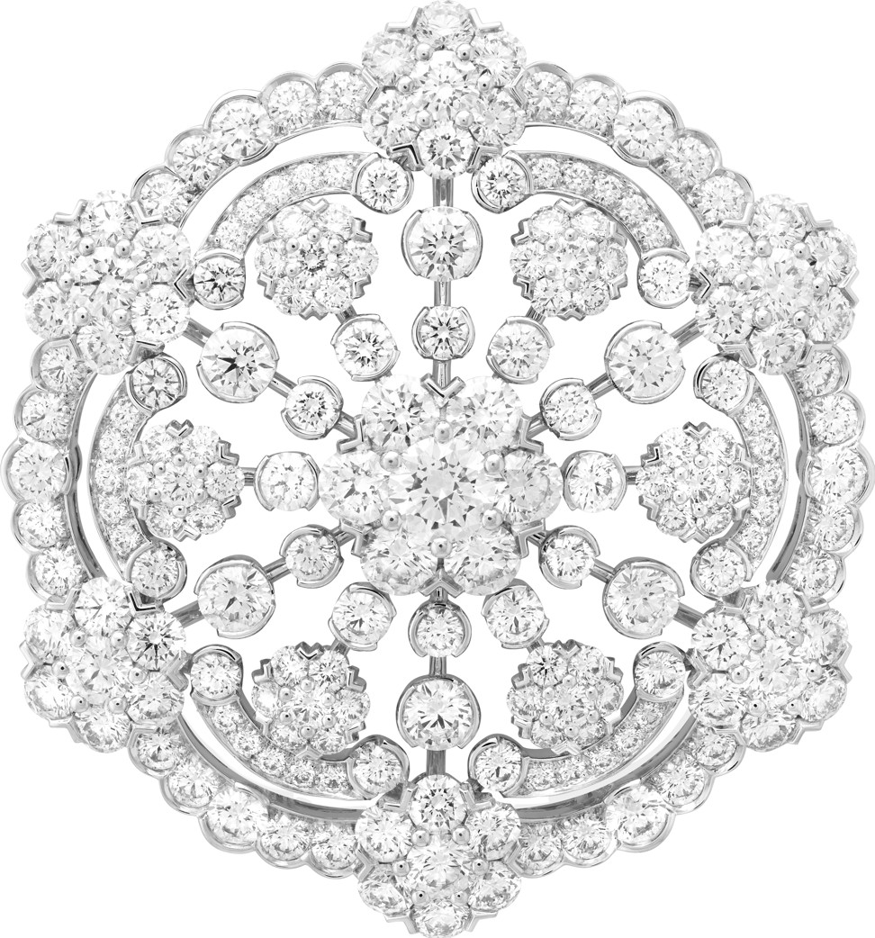 Van Cleef & Arpels’ snowflake-inspired clip pendant. Photo: Van Cleef & Arpels