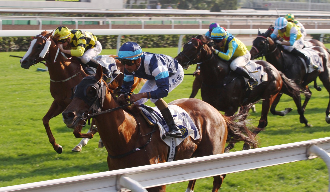 Stronger (inside) chases home Duke Wai (outside rail) during his debut earlier this month.