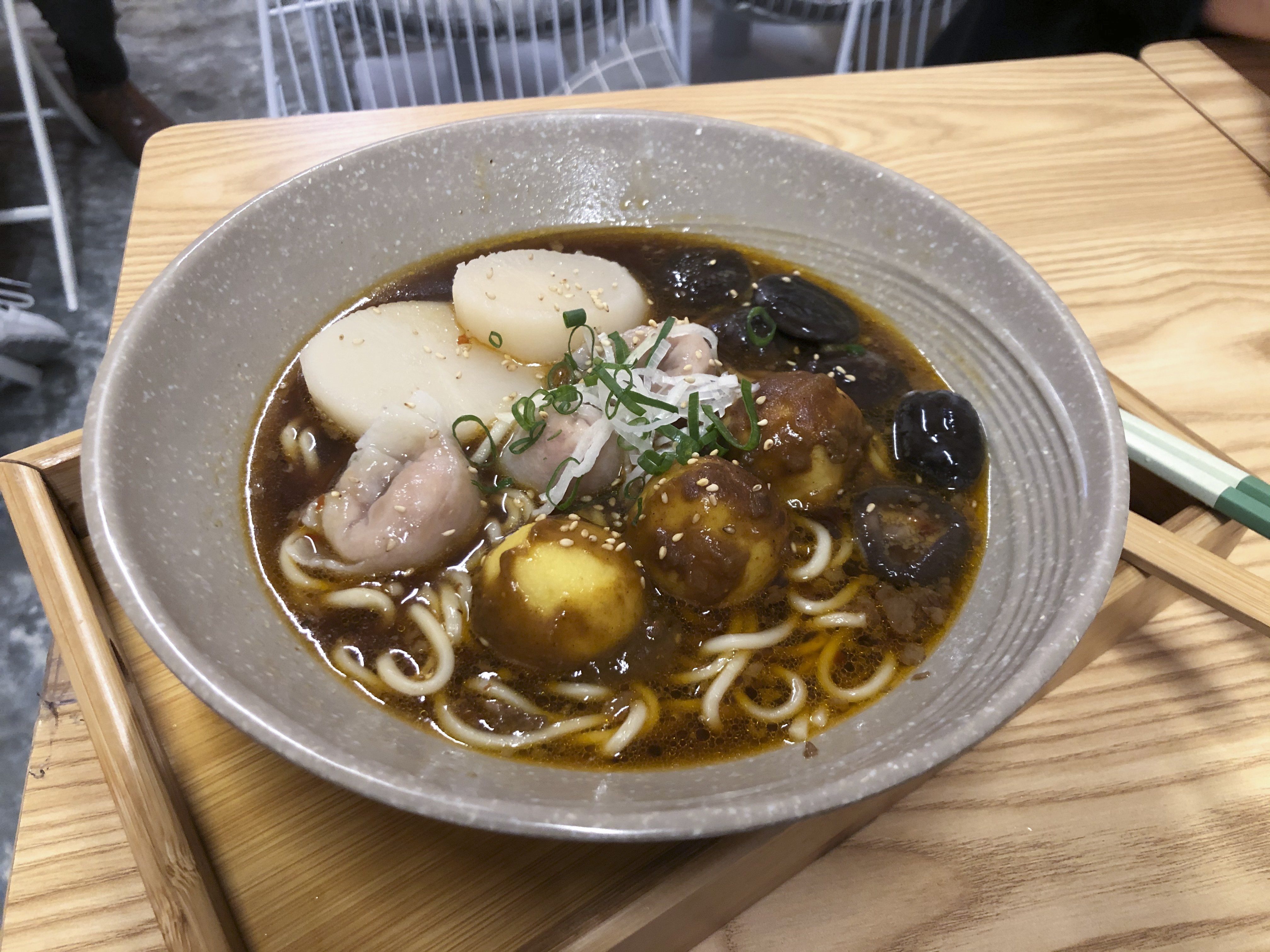 Cart noodles in beef brisket soup with curry fish balls, fish skin dumplings, mushrooms and turnips at Red Pocket Cart Noodles Cafe, Wan Chai, Hong Kong. Photo: Gigi Choy