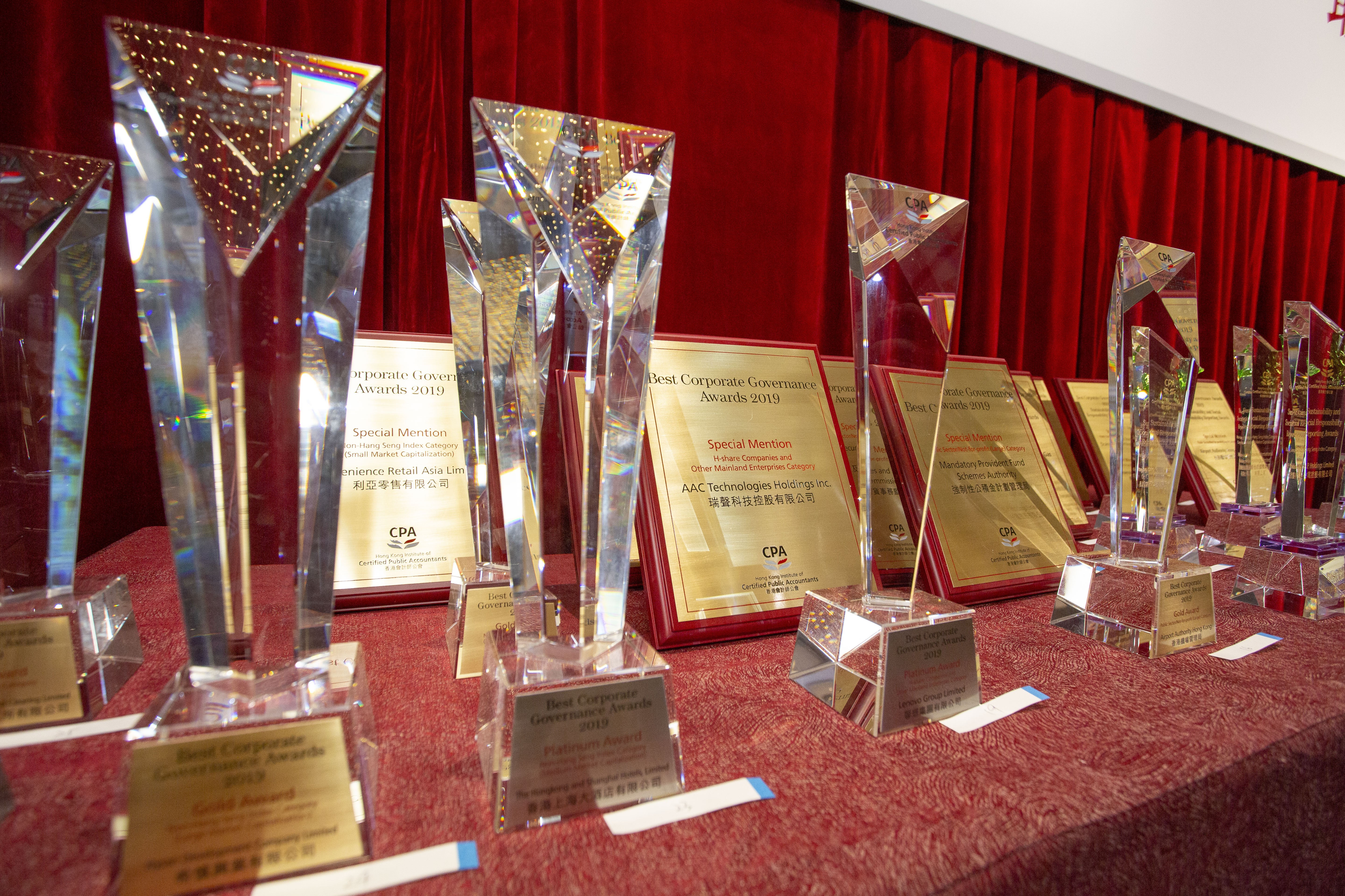 Judges presented 26 awards to Hong Kong companies and organisations for their commitment to the highest corporate governance standards at the Best Corporate Governance Awards 2019 hosted by the Hong Kong Institute of Certified Public Accountants. Photo: Frank Chan
