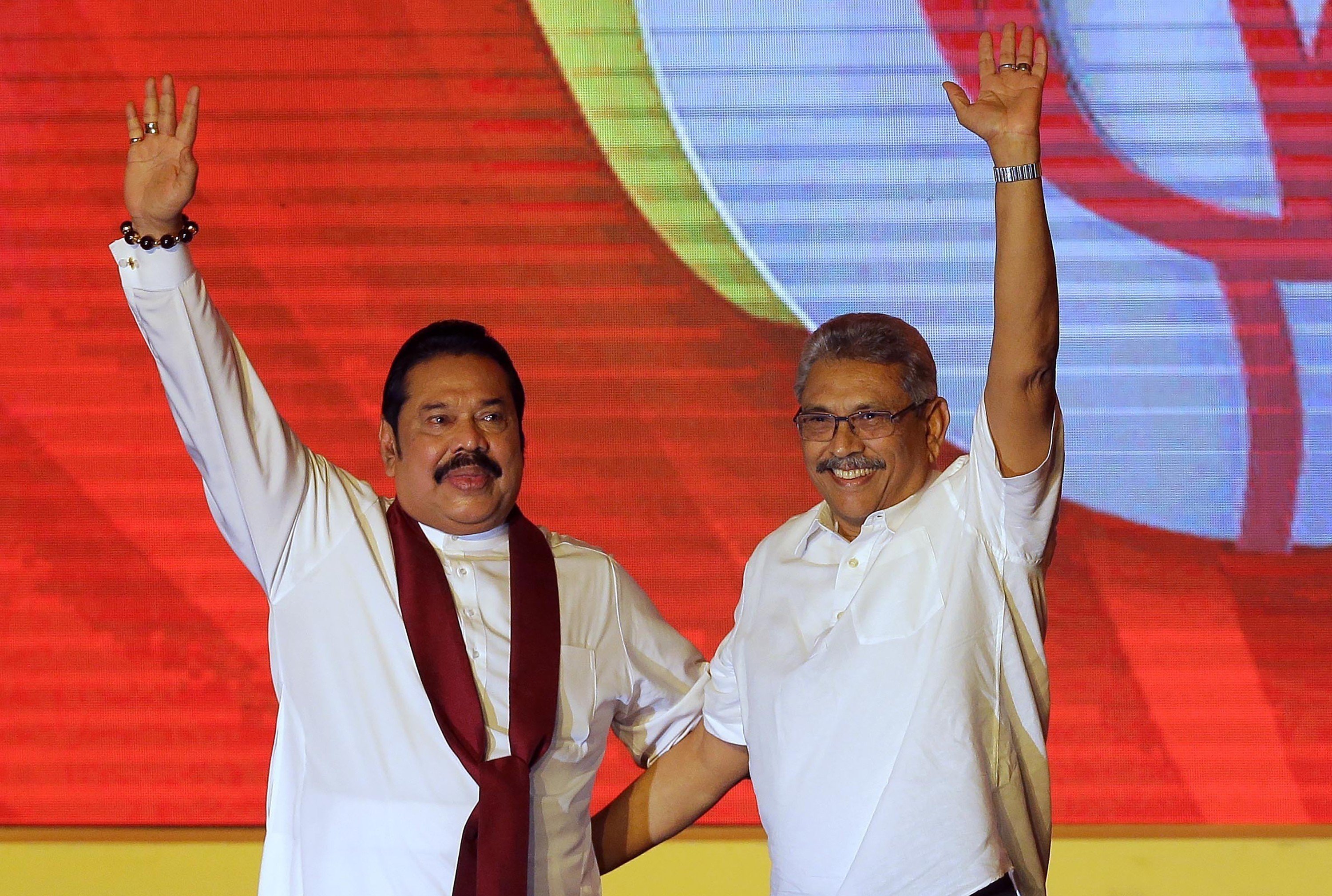 Former Sri Lankan president Mahinda Rajapaksa, left, and his brother Gotabaya, the current head of state. Photo: AP
