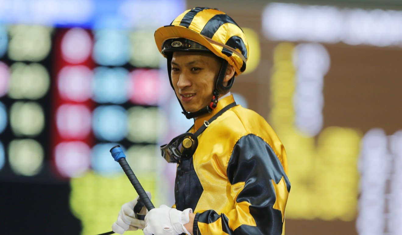 Matthew Chadwick is all smiles after winning on Mehboob.