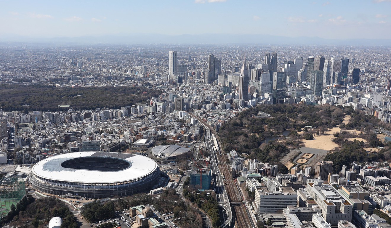 An aerial view of Japan's national stadium for for the 2020 Olympic Games in Tokyo. Photo: Jiji Press/AFP