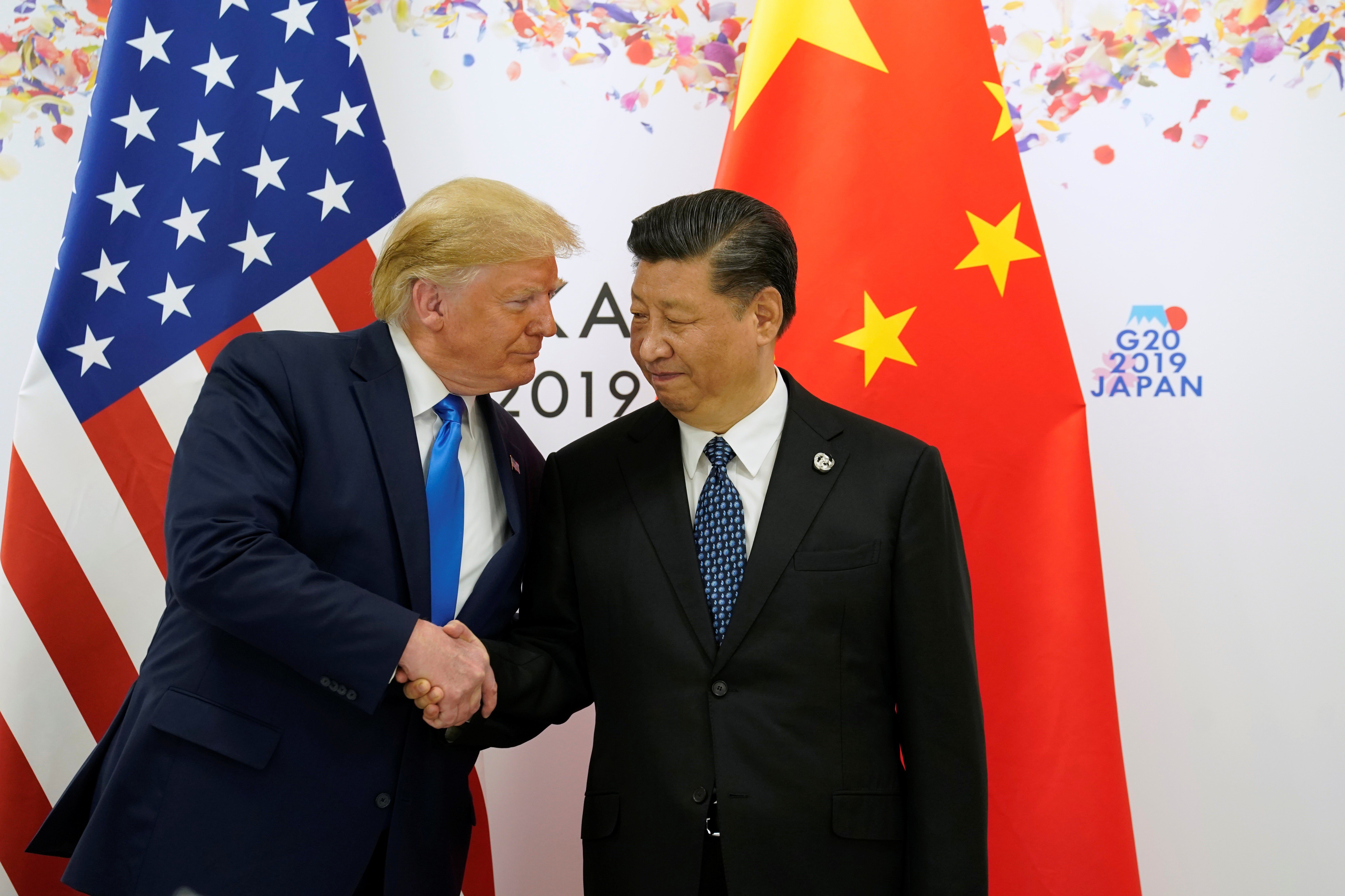 US President Donald Trump and Chinese President Xi Jinping before bilateral talks during the G20 leaders summit in Osaka, Japan in June. Photo: Reuters
