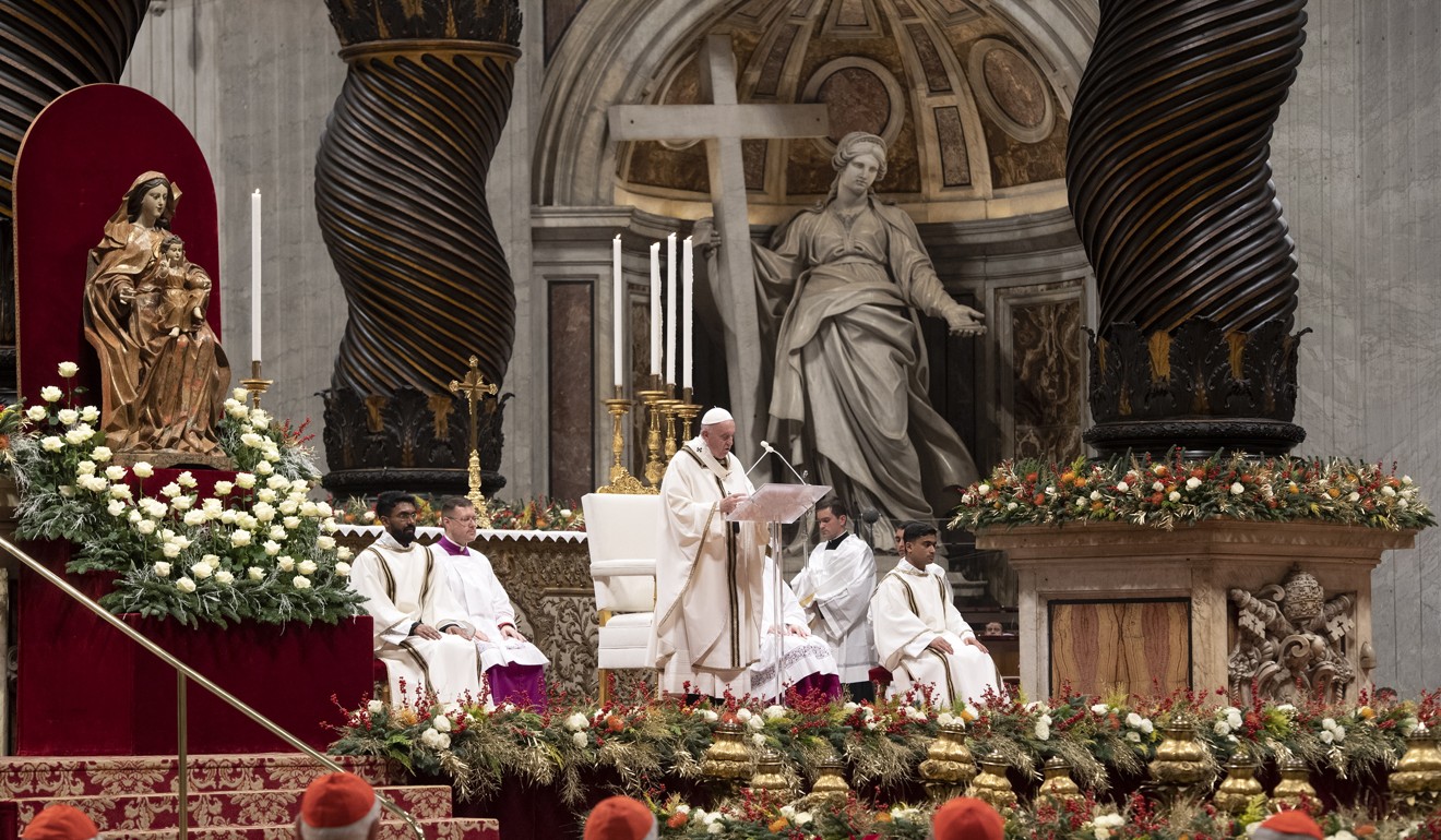 Pope Francis leads the Christmas Holy Mass in Saint Peter’s Basilica. Photo: EPA