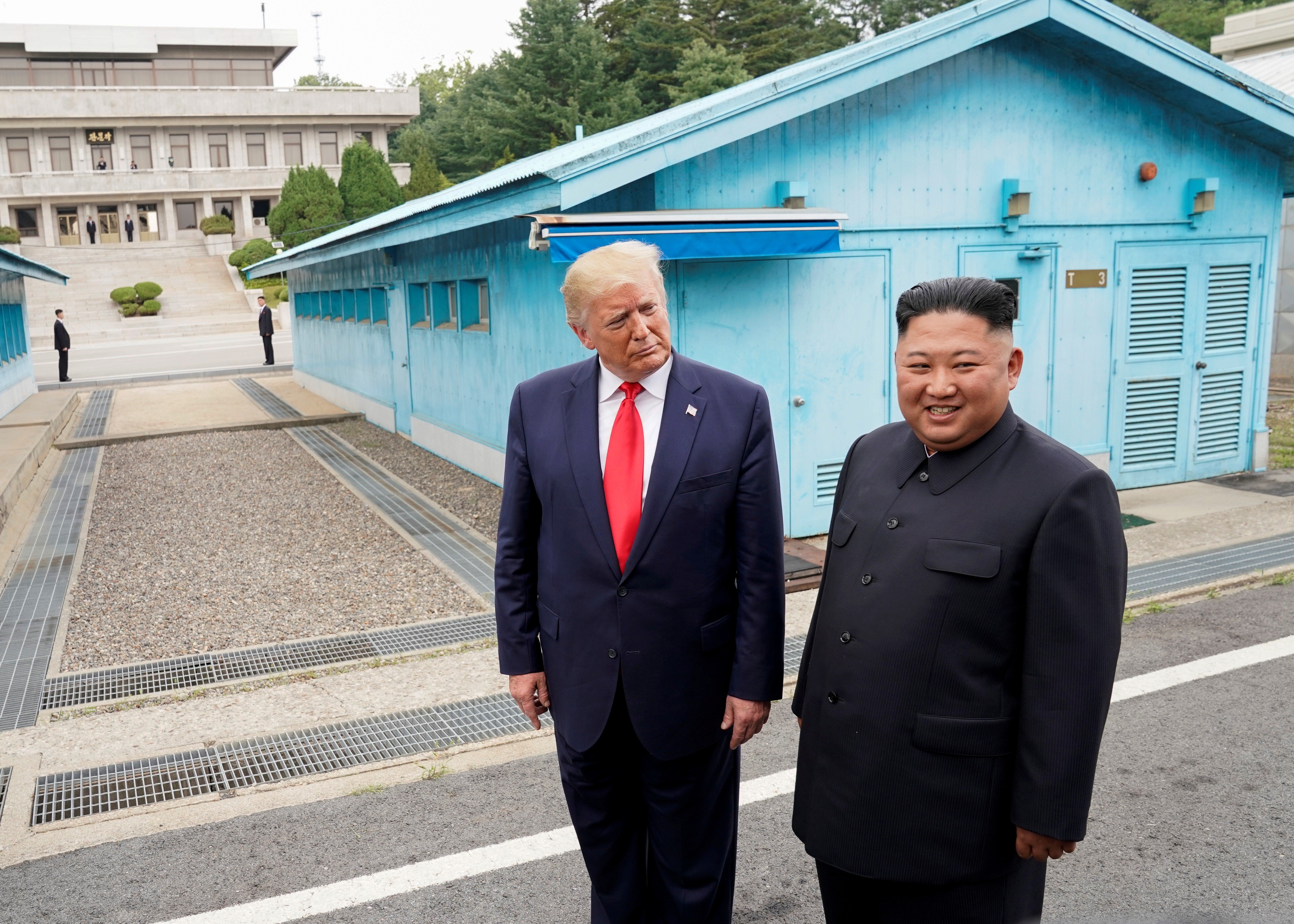 US President Donald Trump and North Korean leader Kim Jong-un at the Panmunjom demilitarised zone in June. Photo: Reuters