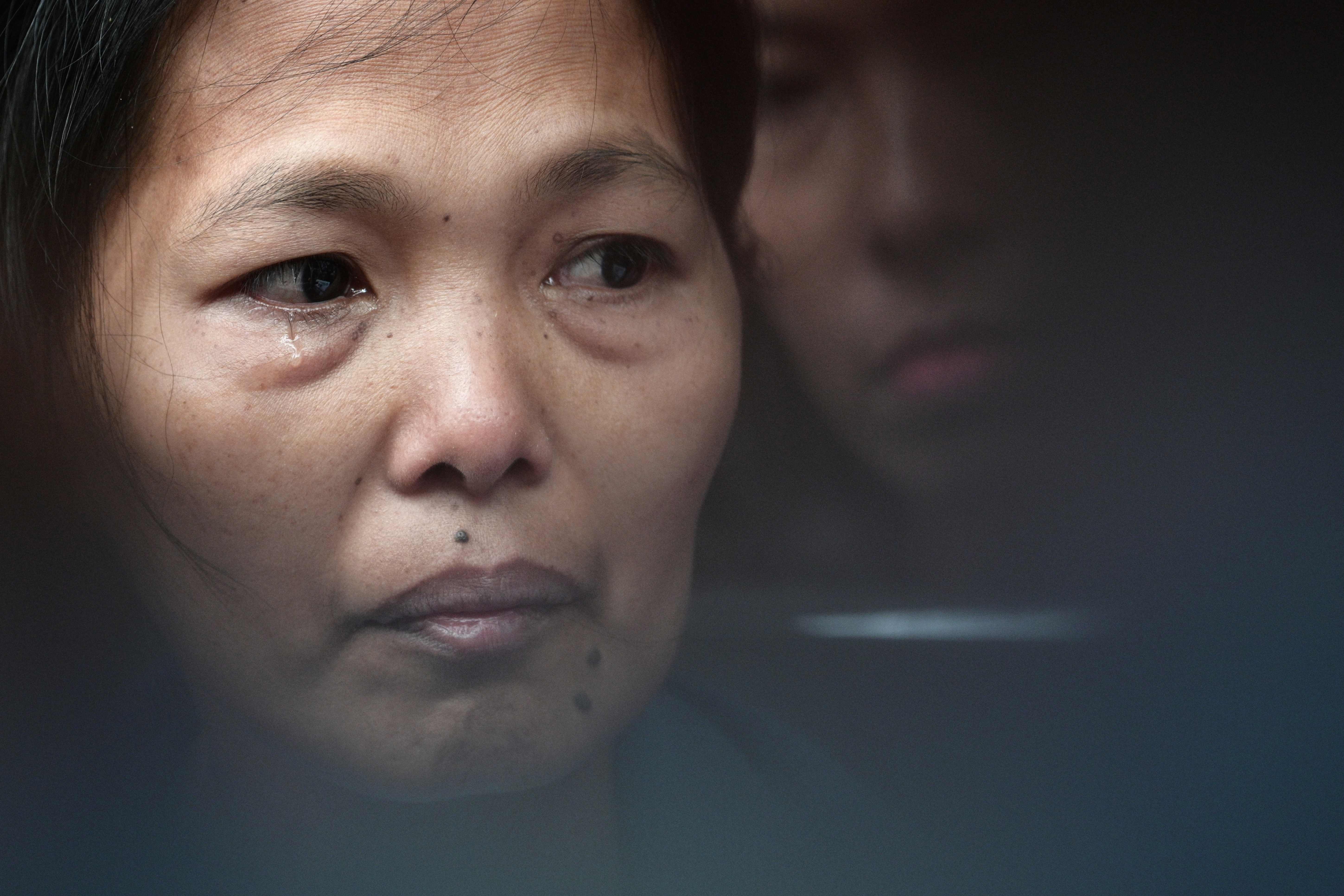 Baby Jane Allas, a Filipino domestic worker who was sacked after she was diagnosed with cervical cancer, at an April hearing at the Labour Tribunal in Hong Kong. Photo: AFP