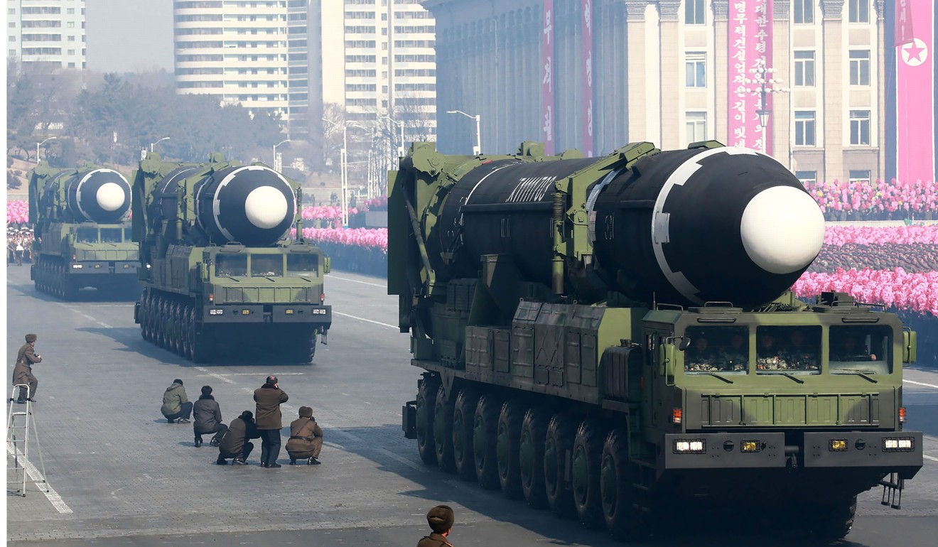 Hwasong-15 ballistic missiles, which Pyongyang claims are capable of reaching all of the US. Photo: AFP/KCNA via KNS
