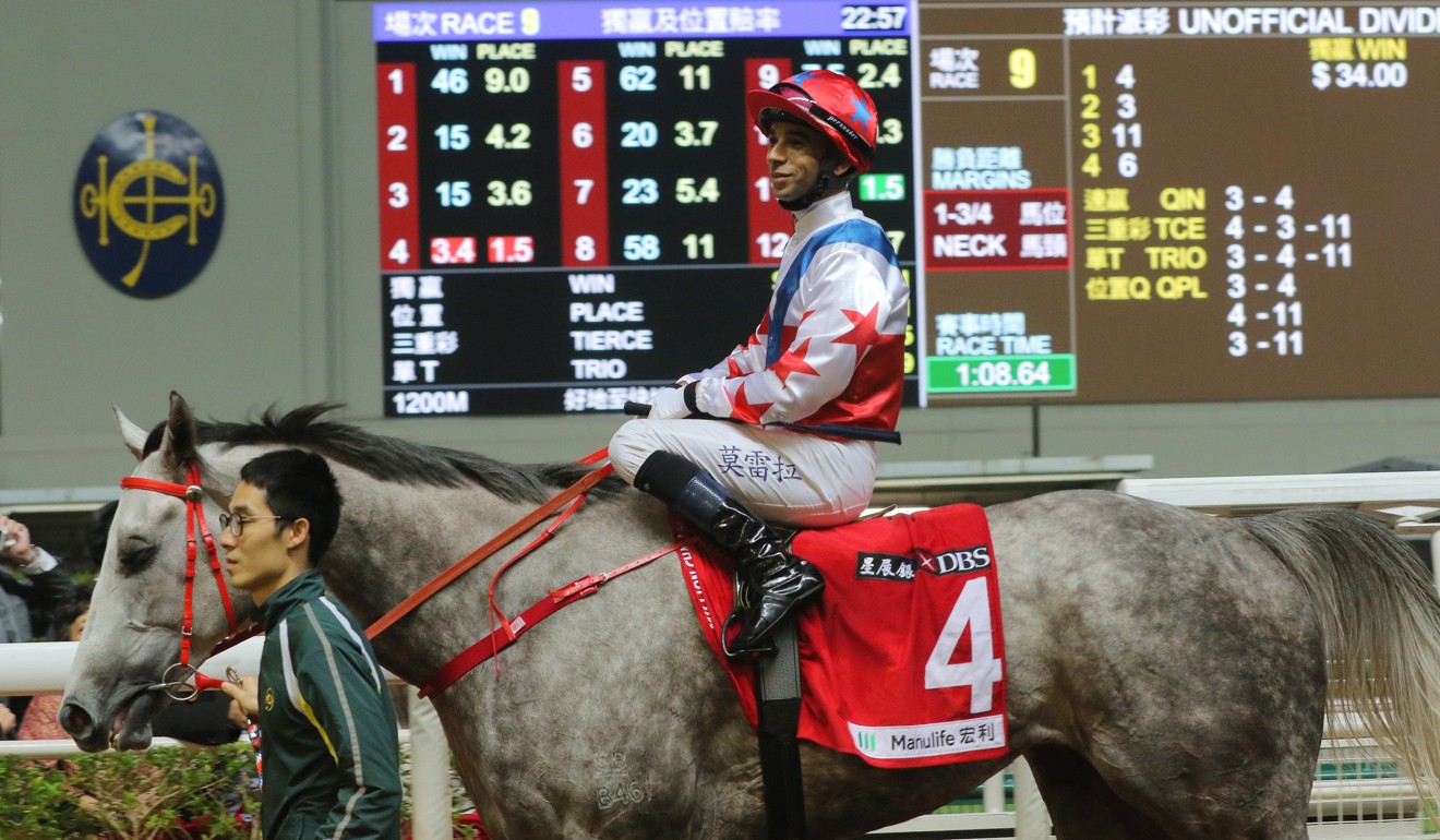 Joao Moreira after winning on Big Party at Happy Valley.