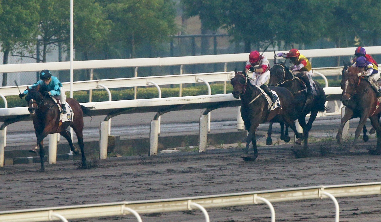 Lyle Hewitson holds off his rivals to win at Sha Tin on Sunday.