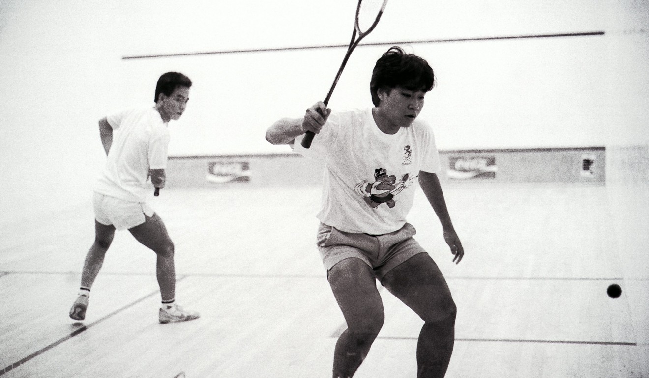 Tony Choi Yuk-kwan (right) in the Hong Kong Junior Open Squash Championships in 1986. Photo: SCMP