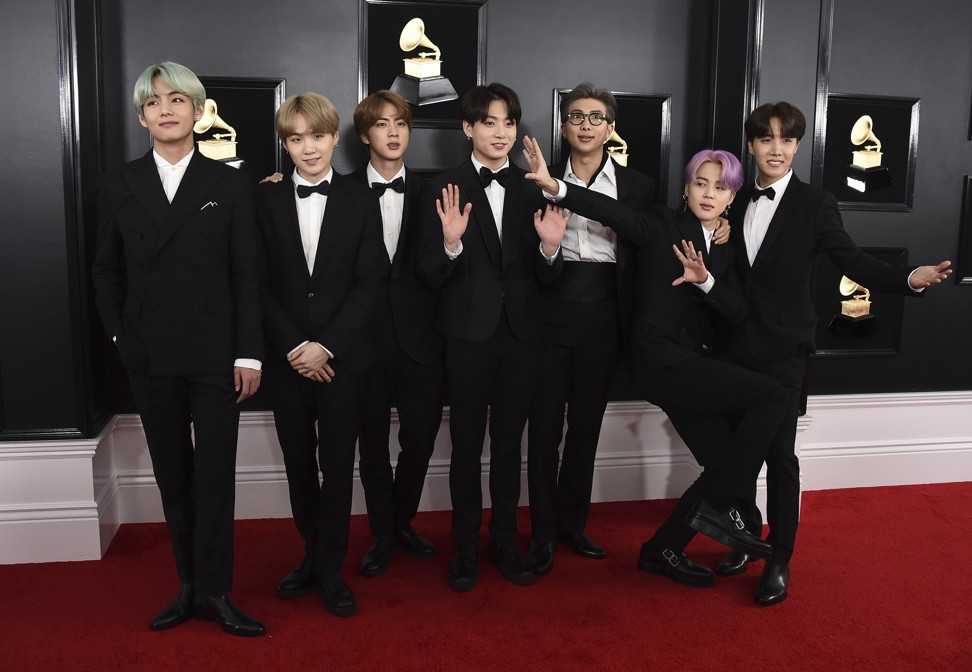 BTS wore all Korean designers at the 61st annual Grammy Awards, hosted at Los Angeles’ Staples Center in February 2019. Photo: Invision/AP
