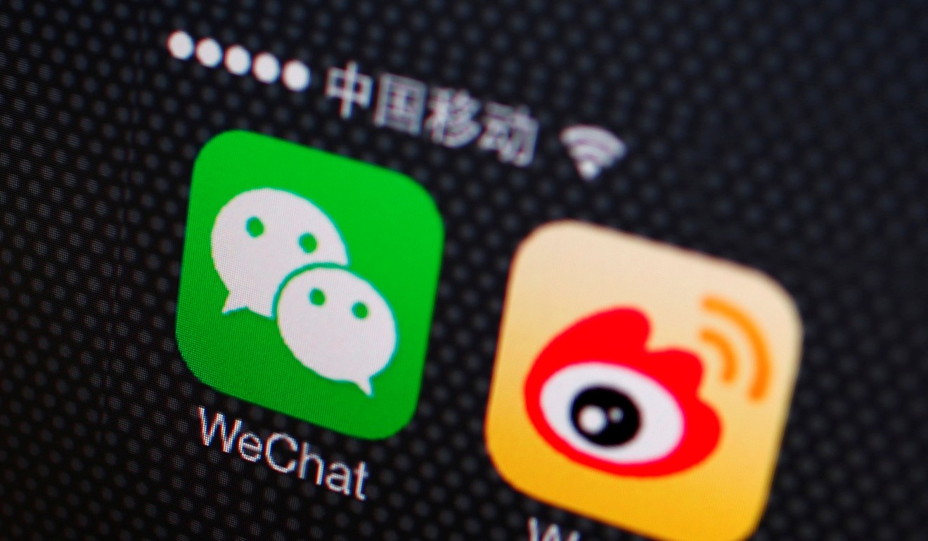 WeChat app owner Tencent and Sina, which runs Weibo, are among the social media companies taking action against opioid sales on their networks. Photo: Reuters