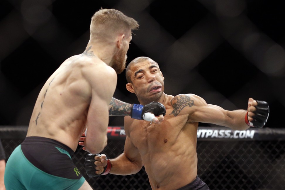 Conor McGregor knocks out Jose Aldo to shock the MMA world in December 2015. Photo: AP