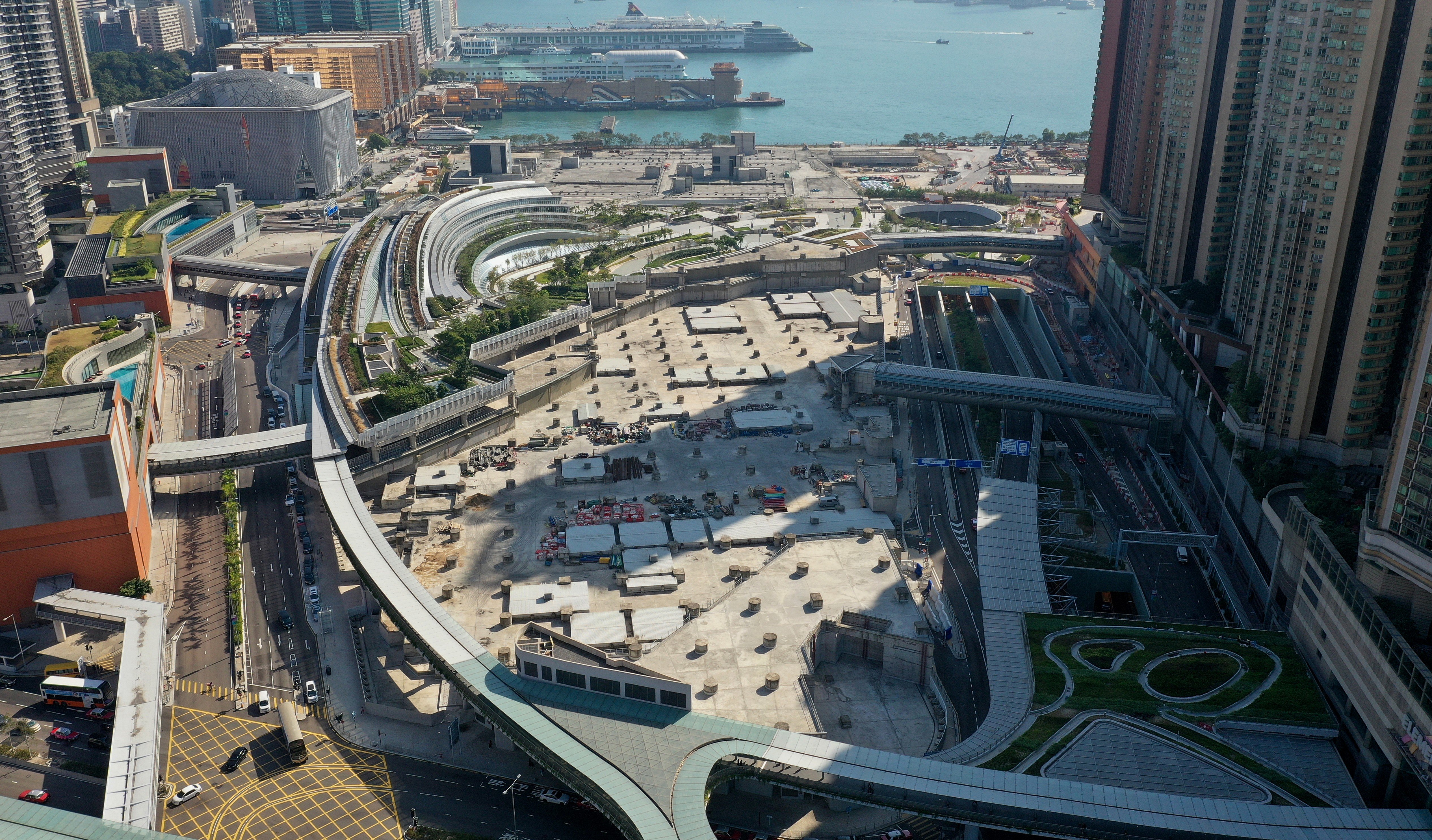 An aerial view of a plot of land located atop the West Kowloon High-Speed Rail station. Photo: Winson Wong