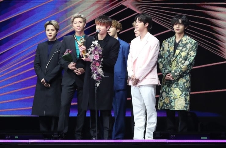Jungkook of K-pop band BTS thanks fans during the 34th Golden Disc Awards, held at Gocheok Sky Dome in western Seoul. Photo: Korea Times