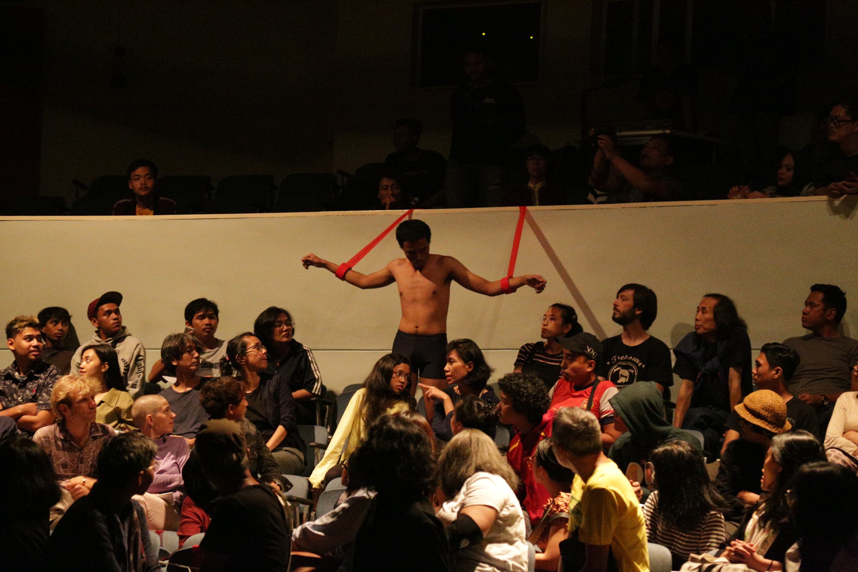69 Performance Club member Dhanurendra Pandji performing a work titled “Lines Formation No.1” in Jakarta, Indonesia. Photo: 69 Performance Club