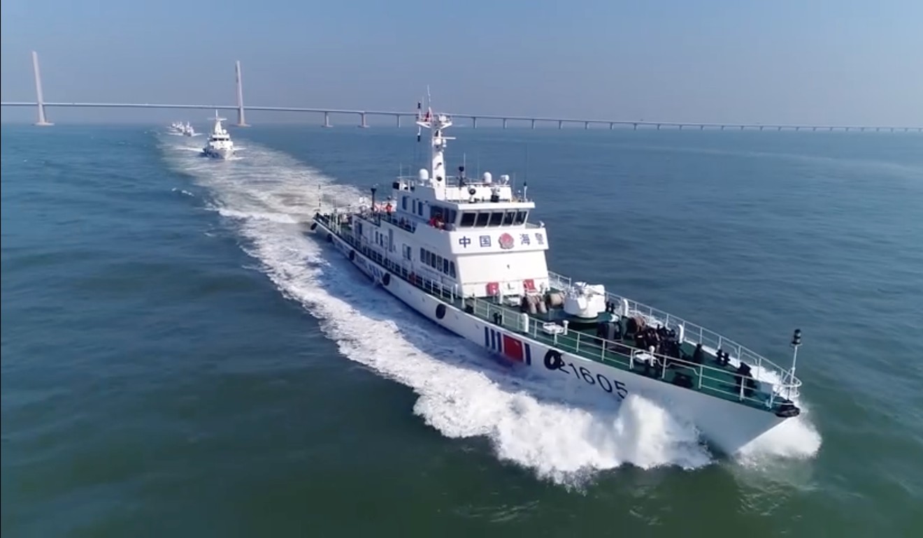 China Coast Guard vessels in a video posted on their official Weibo account. Photo: Handout