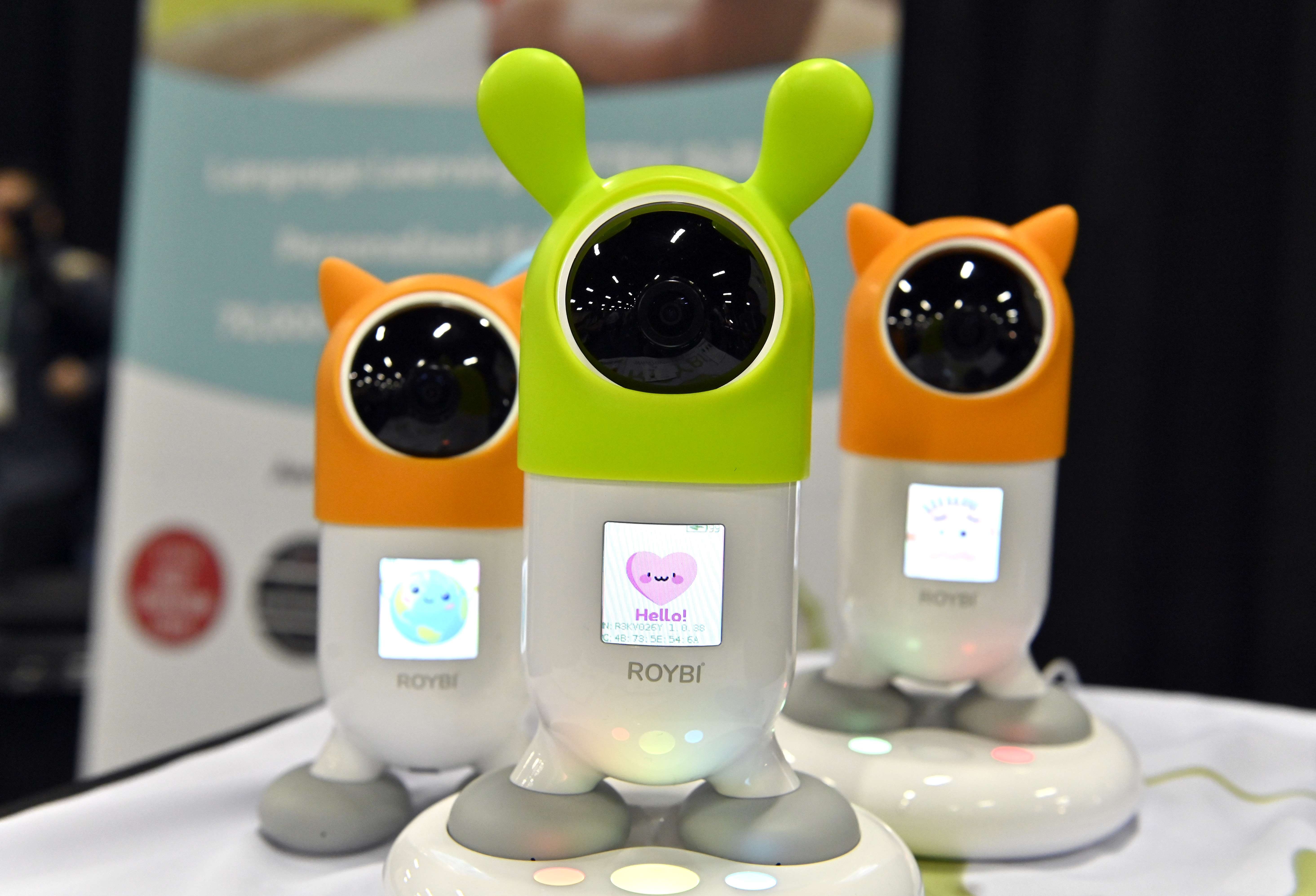 Roybi robots are displayed at the Roybi booth during a press event for CES 2020 at the Mandalay Bay Convention Centre on January 5 in Las Vegas. Photo: Agence France-Presse