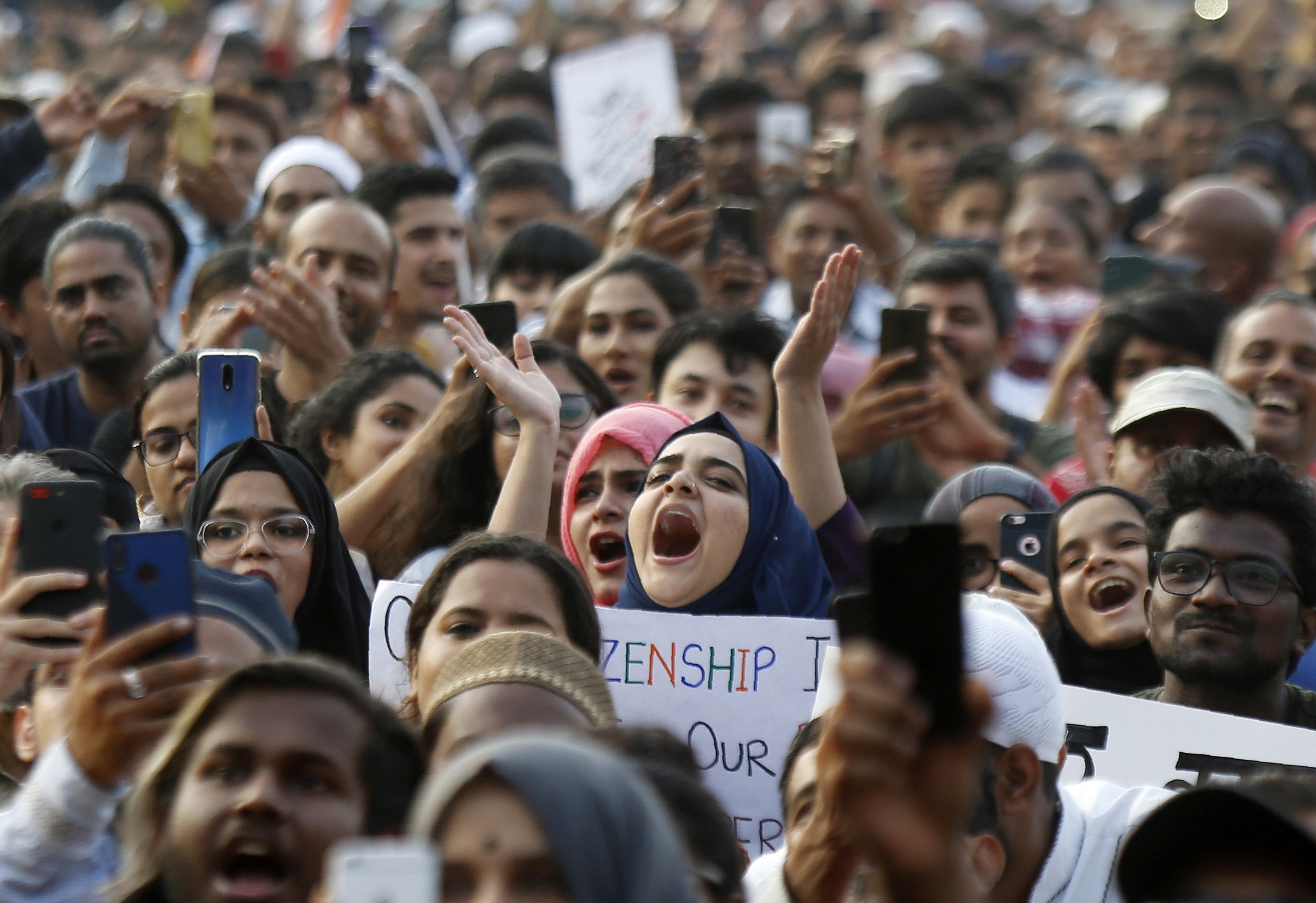 Protesters at a rally against India’s Citizenship (Amendment) Act in Mumbai on December 27. Wielding citizenship rights as a political tool creates a favoured class ready to further support the government’s bigoted goals. Photo: AP