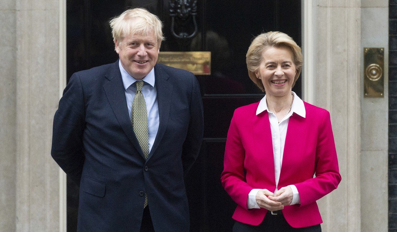 British Prime Minister Boris Johnson meets European Commission President Ursula von der Leyen in London on Wednesday. Photo: Xinhua