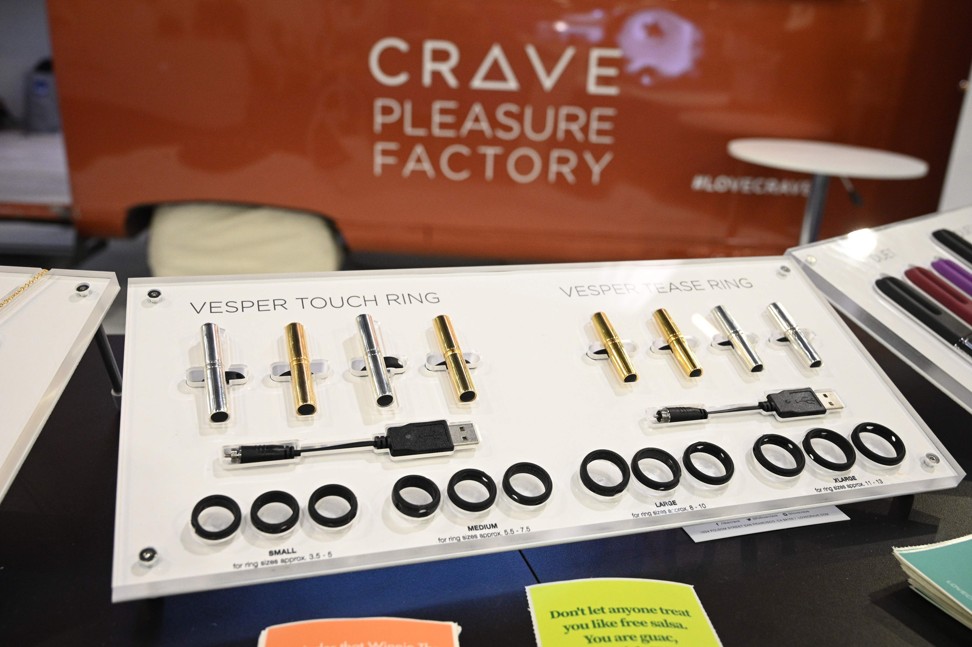 Vibrators that double as jewellery at the Crave booth at CES 2020. Photo: AFP