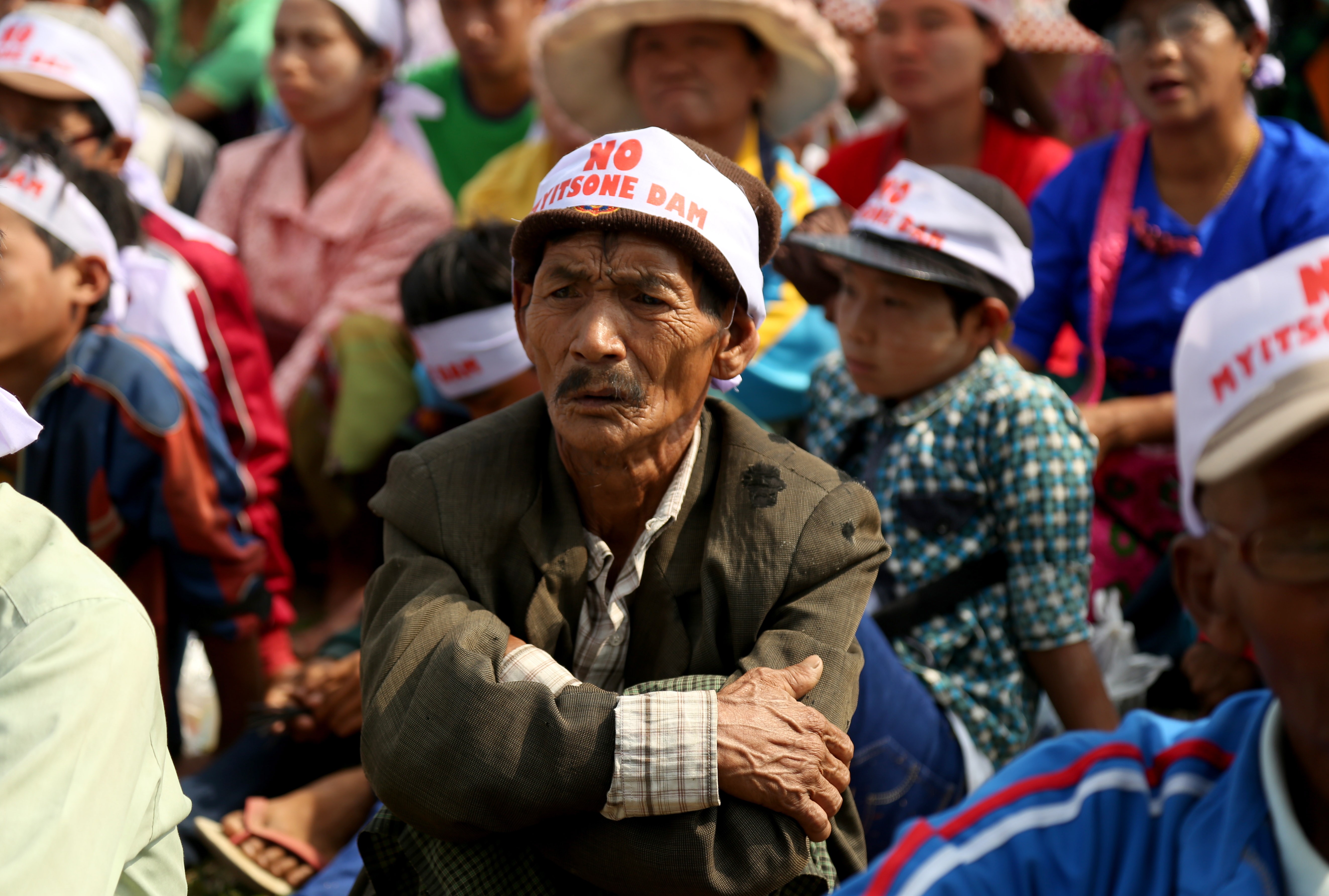 Kachin people protest against the Irrawaddy Myitsone Dam project in Waingmaw, Kachin State, Myanmar. Photo: EPA