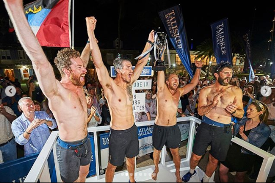 From right: Hugh Gilum, Max Breet, Oliver Palmer and Tom Foley win the Talisker Whisky Atlantic Challenge 2019. Photo: Ben Duffy