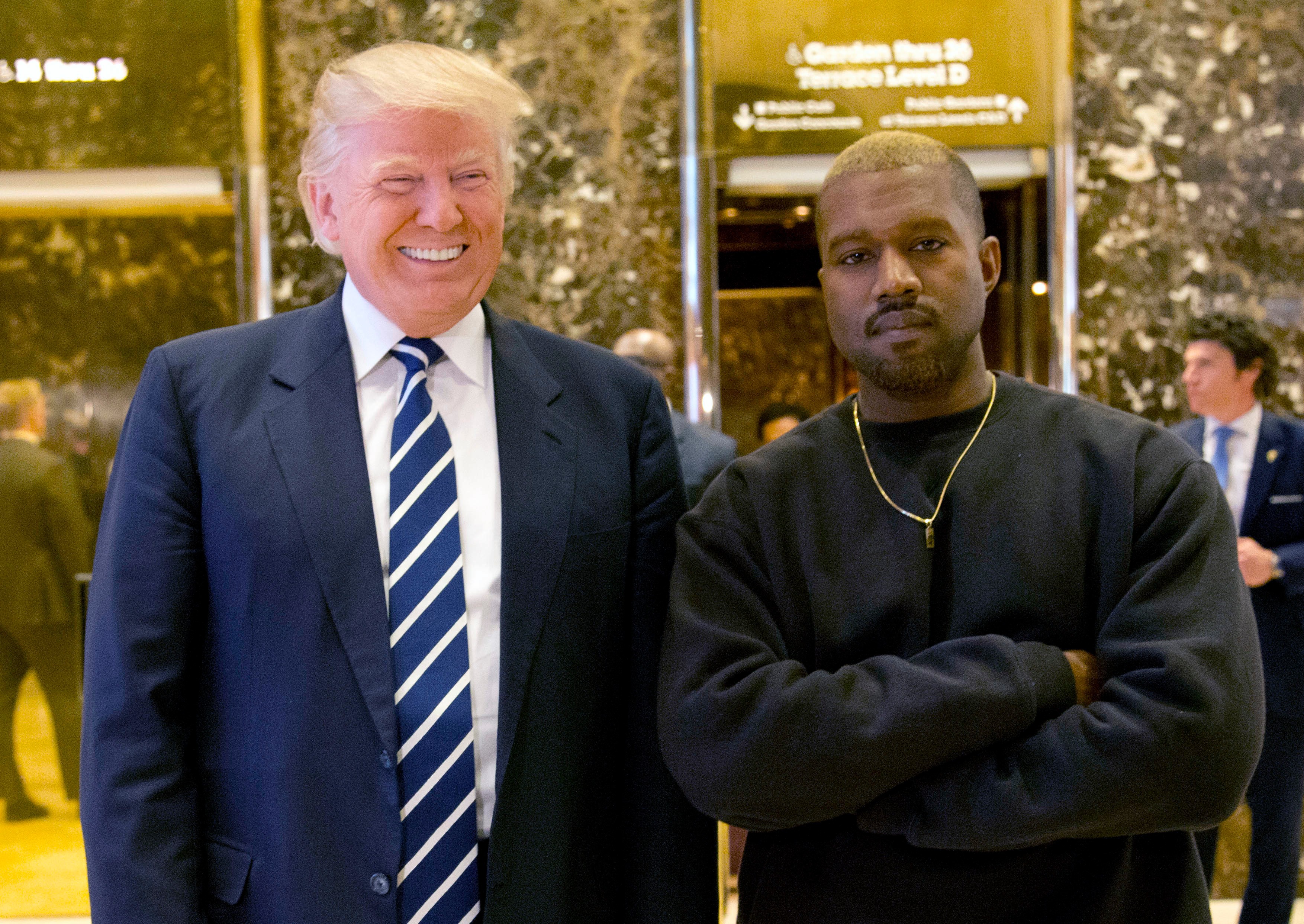 Donald Trump with Kanye West, two men who might be afflicted with the Dunning-Kruger effect. Photo: AP