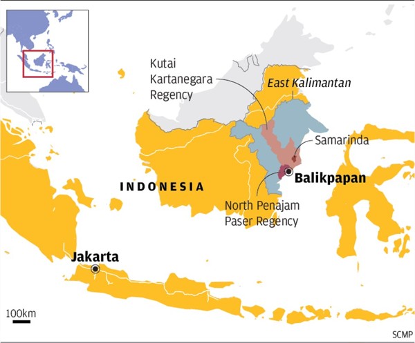 The location of Indonesia’s planned new capital.