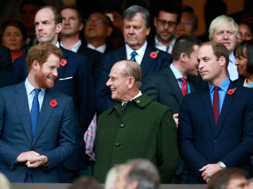 Prince Harry, Prince Philip and Prince William. Photo: Getty