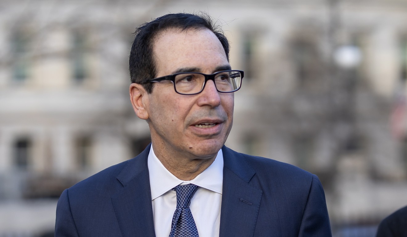 US Treasury Secretary Steven Mnuchin outside the White House ahead of the deal’s signing on Wednesday. Photo: EPA-EFE