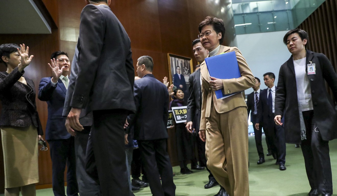 Lam endured another bruising session at the Legislative Council on Thursday morning. Photo: Sam Tsang