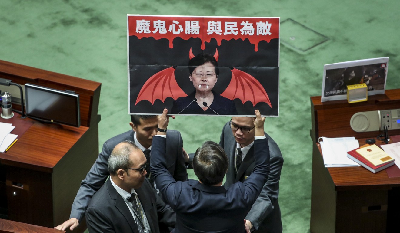 Tensions flare once again in the Legislative Council chamber as pro-democracy lawmaker Kwok Ka-ki takes aim at the city’s leader. Photo: Sam Tsang