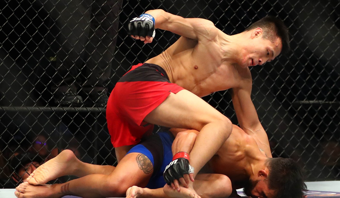 Jung defeats Dennis Bermudez by knockout during a UFC Fight Night in 2017. Photo: USA Today