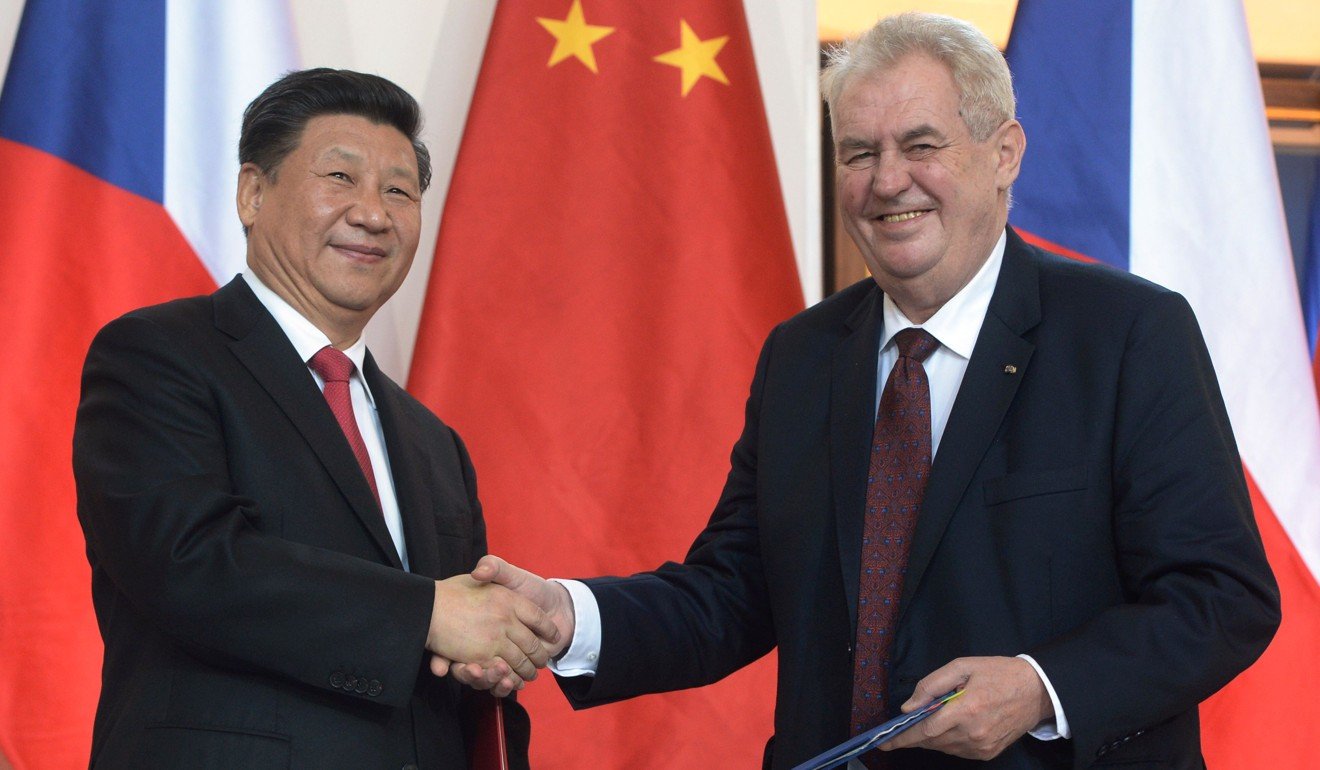 Chinese President Xi Jinping meets his Czech counterpart Milos Zeman during a visit to Prague in 2016, when he promised more investment. Photo: AFP