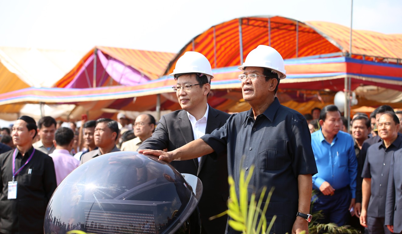 Chinese Ambassador to Cambodia Wang Wentian joins Cambodian Prime Minister Hun Sen at a groundbreaking ceremony for the Cambodia-China Friendship Tboung Khmum Hospital. Photo: Xinhua