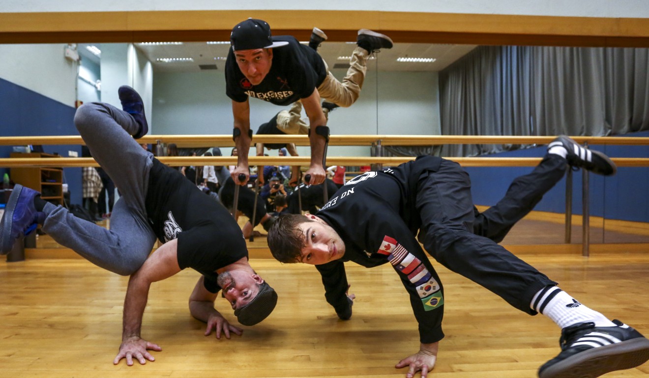 The three breakdancers ran eight workshops in schools and community venues across Hong Kong over the past week. Photo: Jonathan Wong