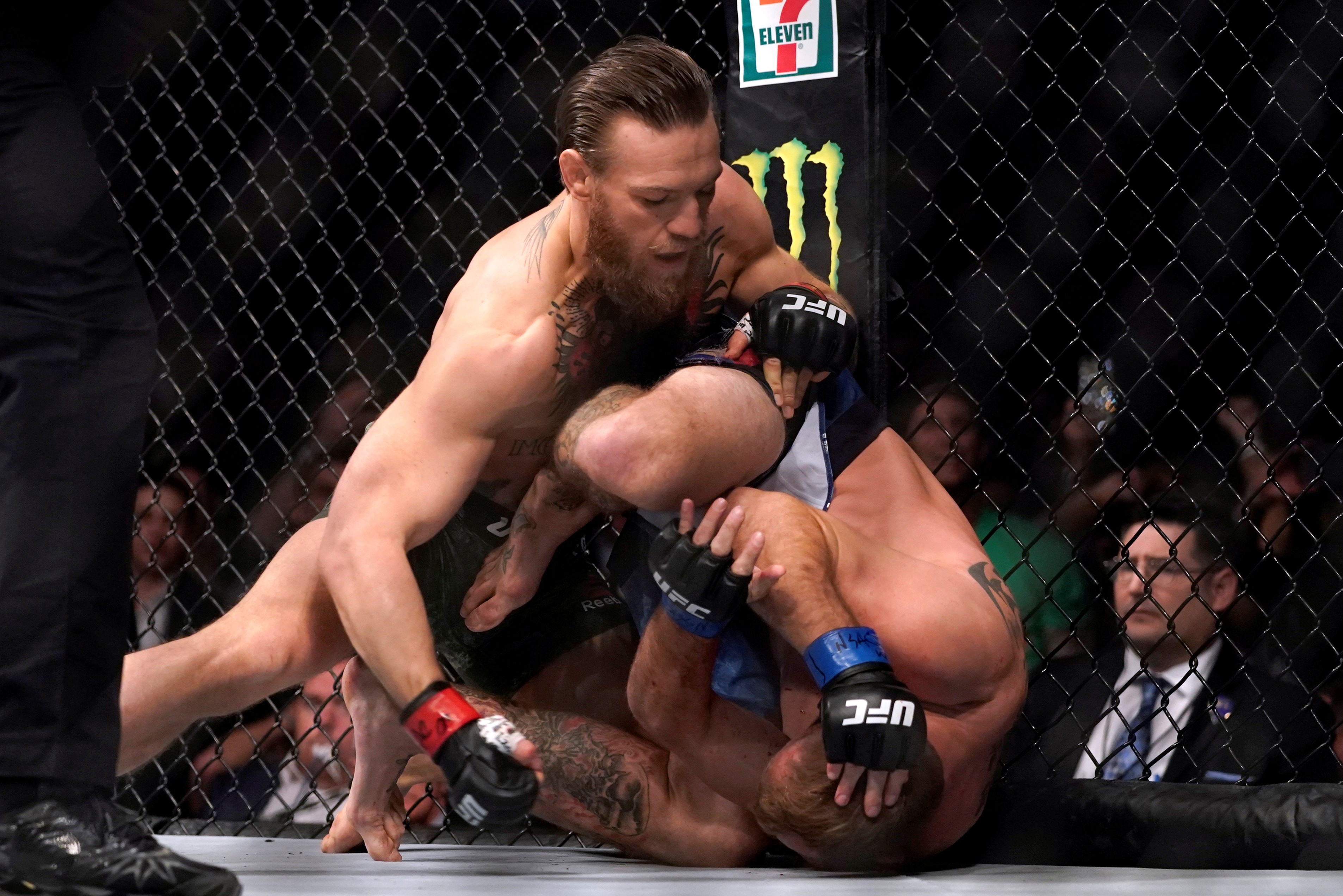 Conor McGregor pummels Donald Cerrone on the ground at UFC 246. Photo: Reuters