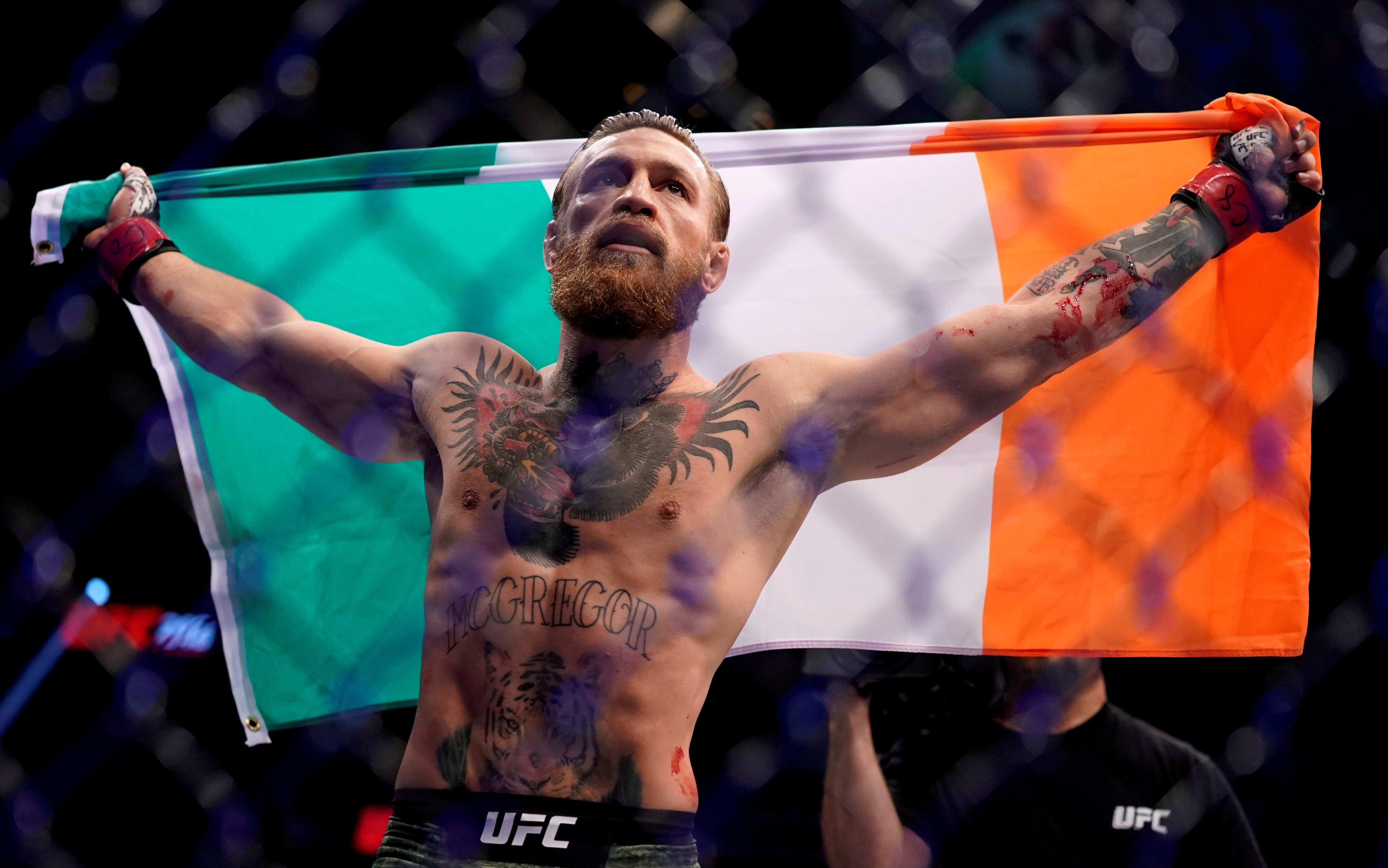 Conor McGregor celebrates his win against Donald Cerrone. Photo: Reuters