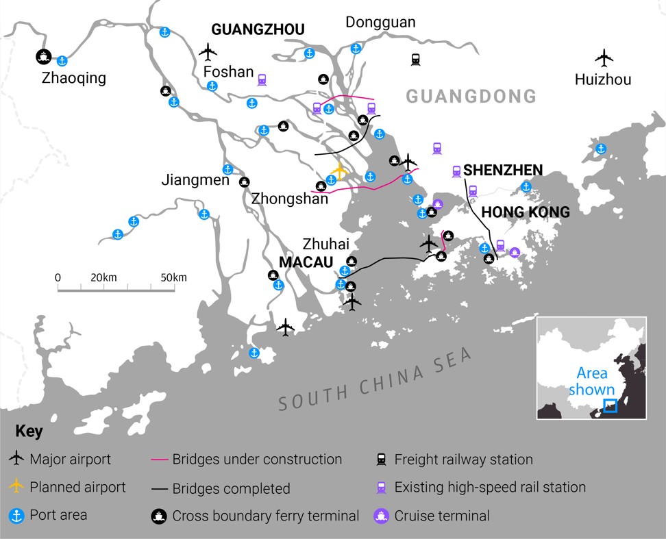 Transport infrastructure in the Greater Bay Area. SCMP Graphics