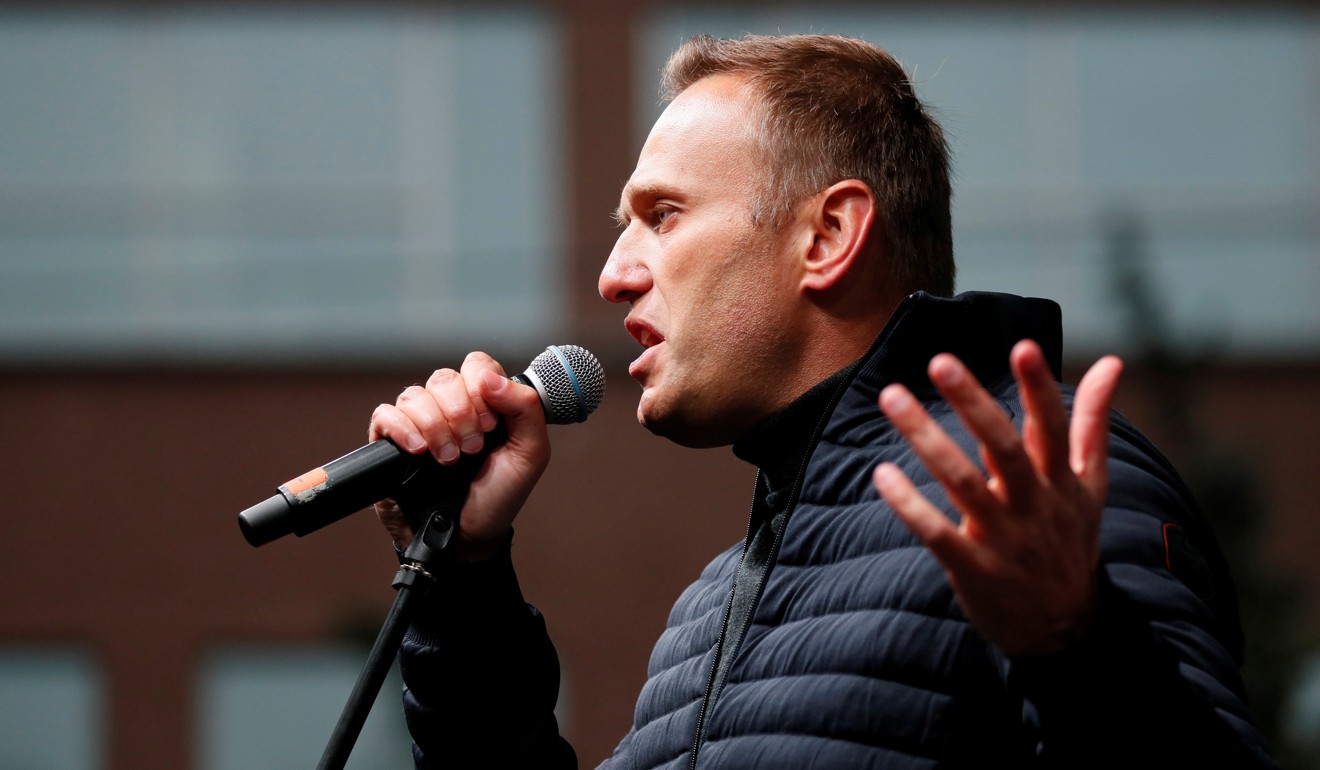 Russian opposition leader Alexei Navalny speaks at a rally in Moscow in September. Photo: Reuters