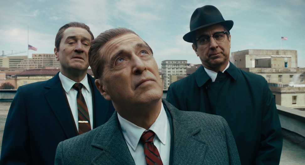 From left, Robert de Niro, Al Pacino and Ray Romano star in a scene from The Irishman. Pacino was nominated for an Oscar for best supporting actor for his role in the film. Photo: Netflix