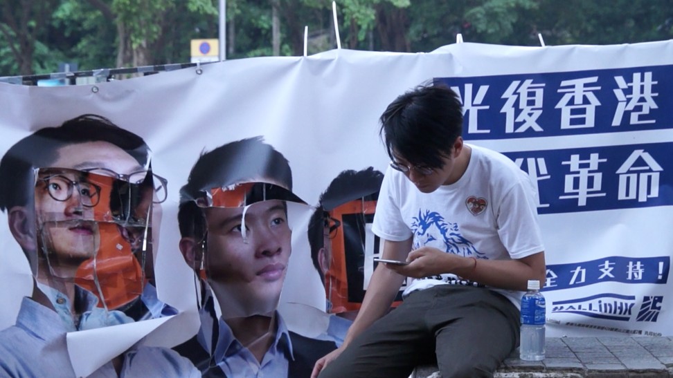 Political activist Edward Leung in a scene from the 2017 documentary Lost in the Fumes.