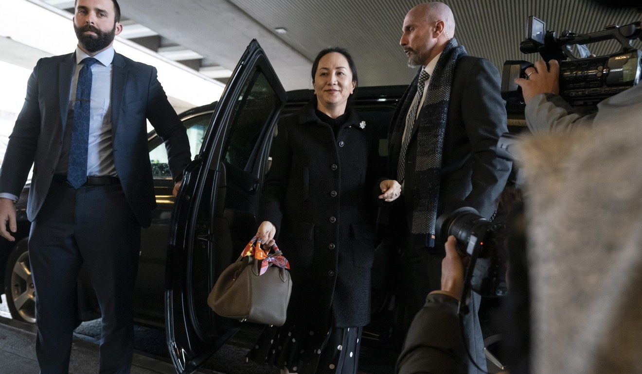 Meng Wanzhou steps out of her car upon arriving at the BC Supreme Court in Vancouver on Monday. Photo: EPA
