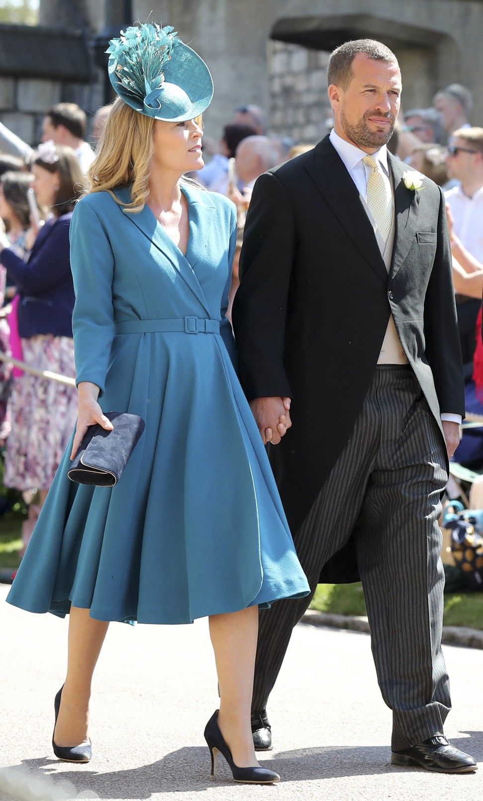 Peter Phillips and Autumn Phillips at the wedding ceremony of Prince Harry and Meghan Markle in 2018. File photo: AFP